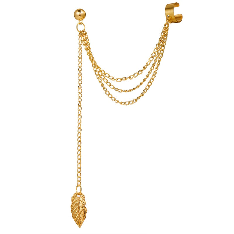 JWER New Long Tassel Ear Cuff Multilayer No Piercing