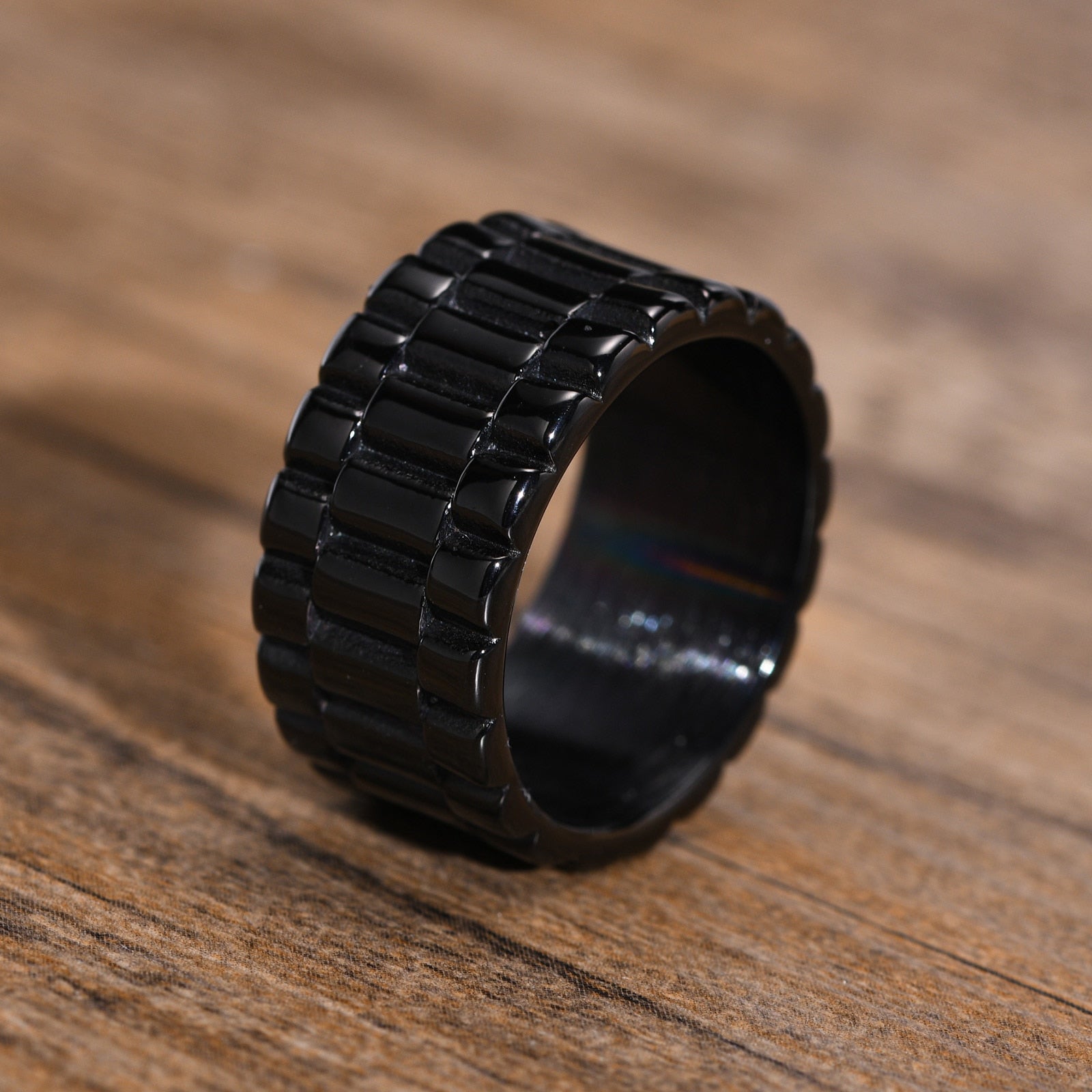 Vnox 11mm Watch Band Shaped Rock Gothic Ring Stainless Steel