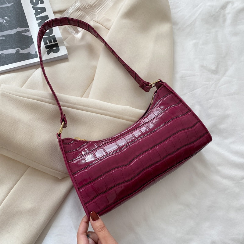 Retro Casual Leather Solid Color Chain Shopping Bag