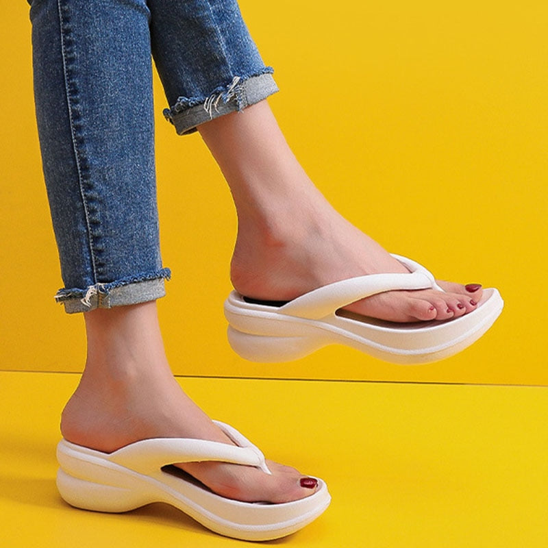 JMPRS Thick Sole Wedges Flip Flops - Jeglowstore