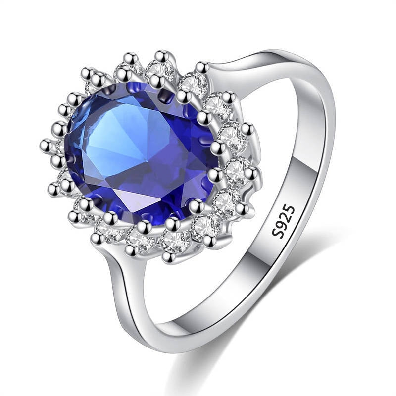 Elegant Female Princess Cut 3.2ct Created Ruby/Sapphire Ring