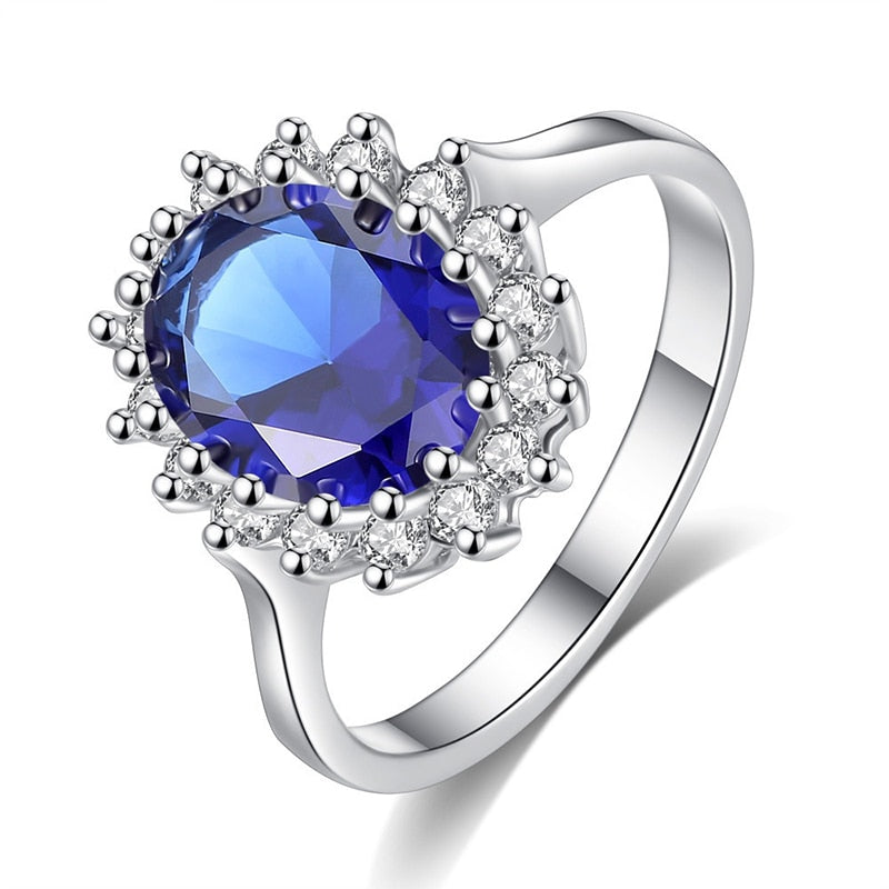 Elegant Female Princess Cut 3.2ct Created Ruby/Sapphire Ring