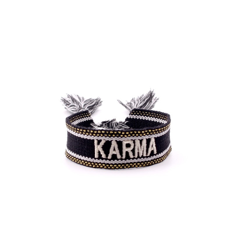 Bohemia Embroidery Letters Woven Tassel Bracele