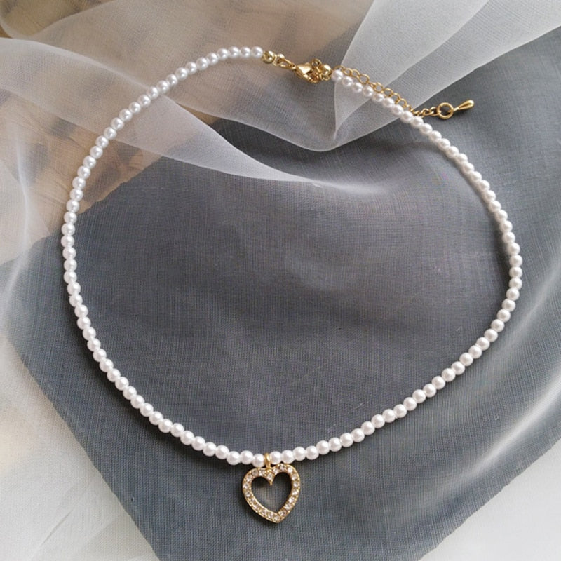 Shiny Bling Zircon Double Layer Heart Clavicle Chain Necklace