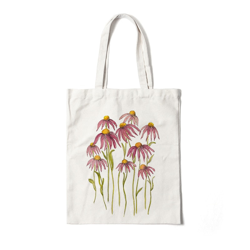 Floral Canvas Reusable Tote Bag