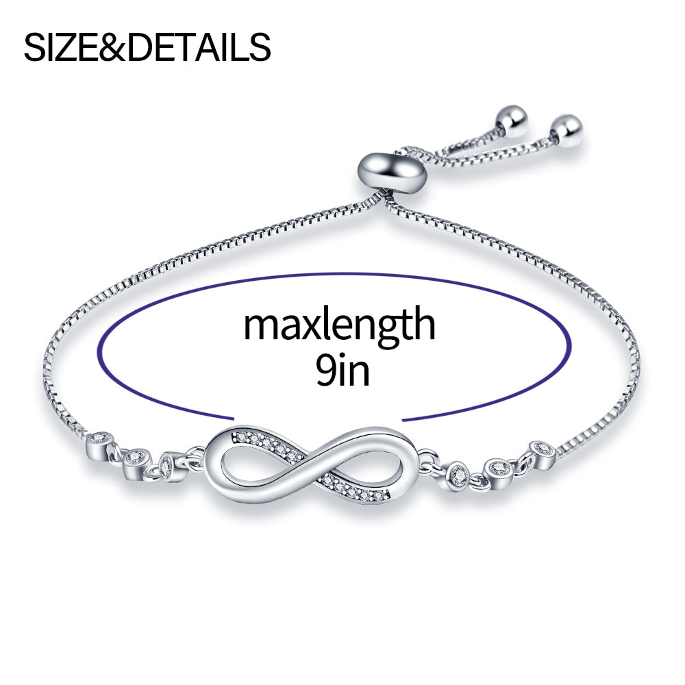 PANDACH Authentic 925 Sterling Silver Infinity Adjustable Bracelet