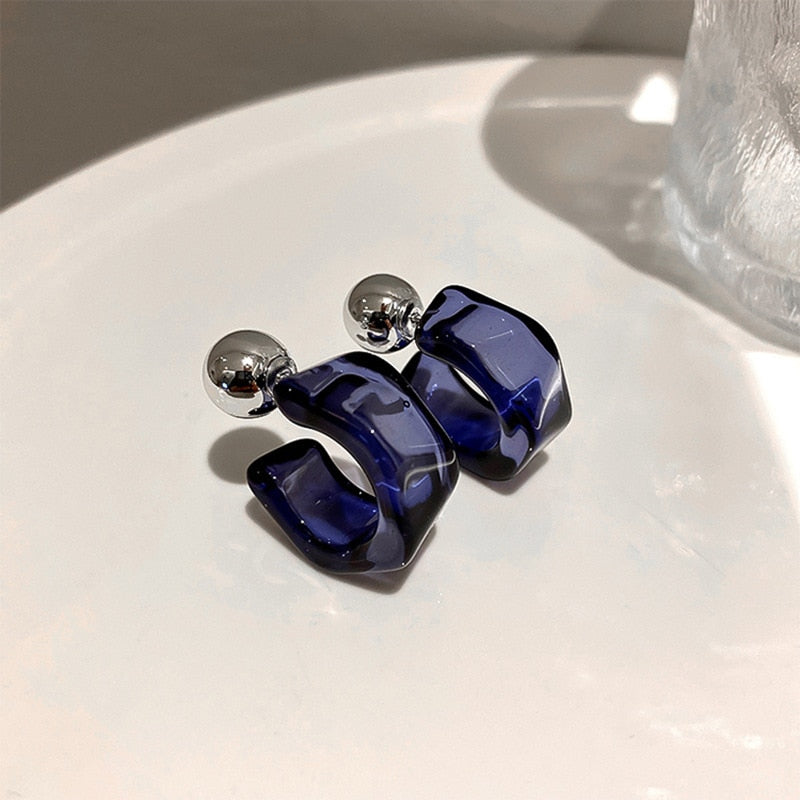 Korean Geometry Metal Earrings For women