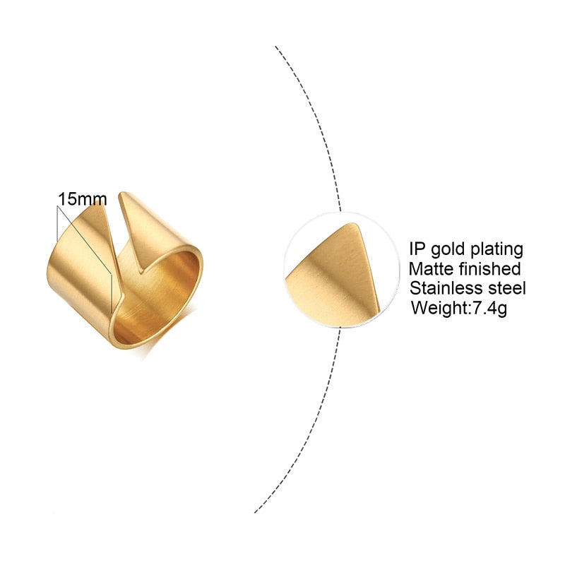 Stainless Steel Modern Wrap Wide Ring for Women