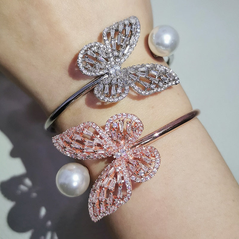 Luxury Punk Snake Butterfly Gold Silver Color Adjustable Open Bracelet - Jeglowstore