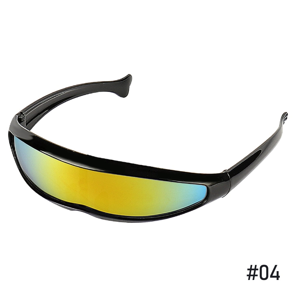 Futuristic Narrow Cyclops Visor Sunglasses Laser Eyeglasses UV400 Personality Mirrored Lens
