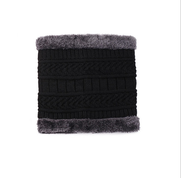 Thick Wool Neck Scarf Cap Balaclava Mask Bonnet Hats Set Unisex