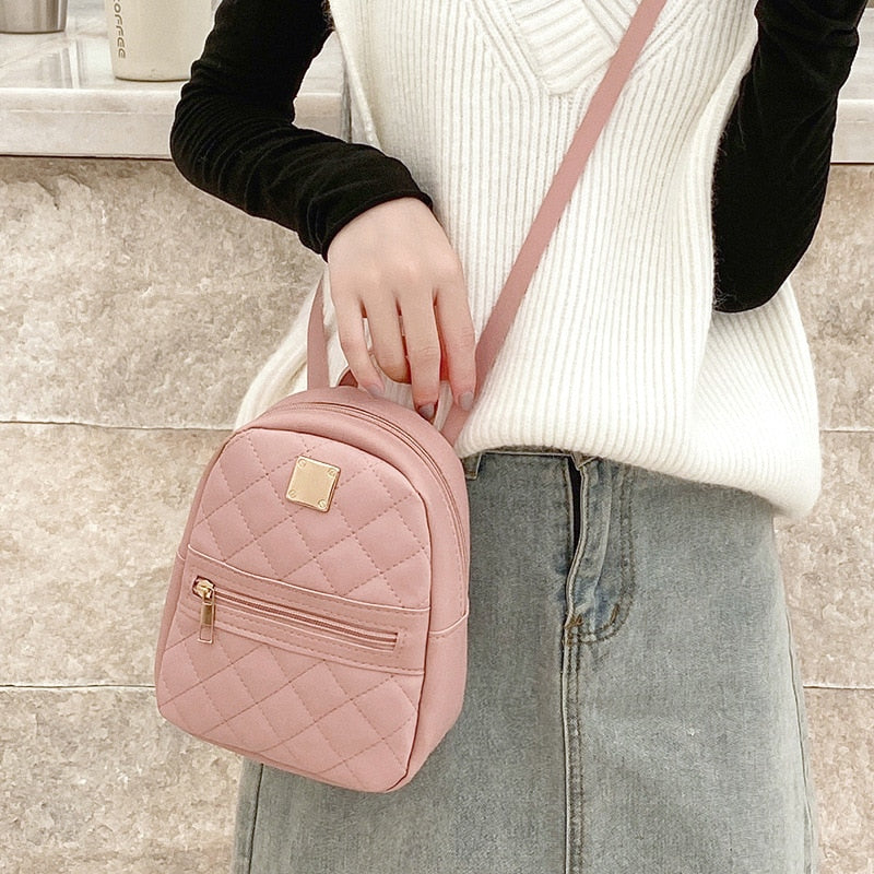 PU Leather Mini Women Backpack Multi-Function Bag