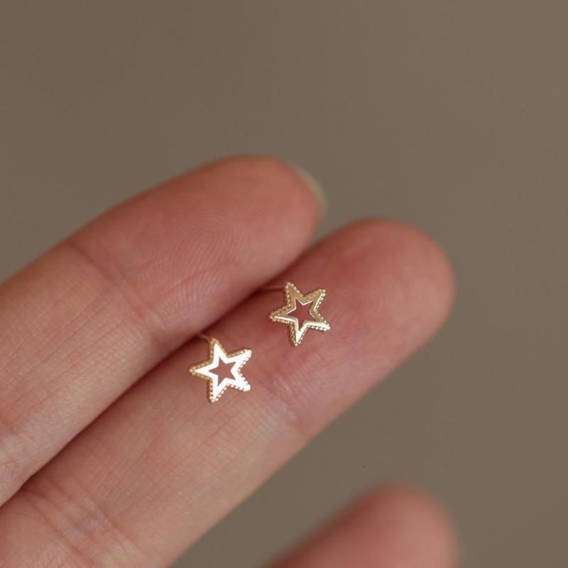 925 Sterling Silver Crystal Four-Pointed Star Earrings