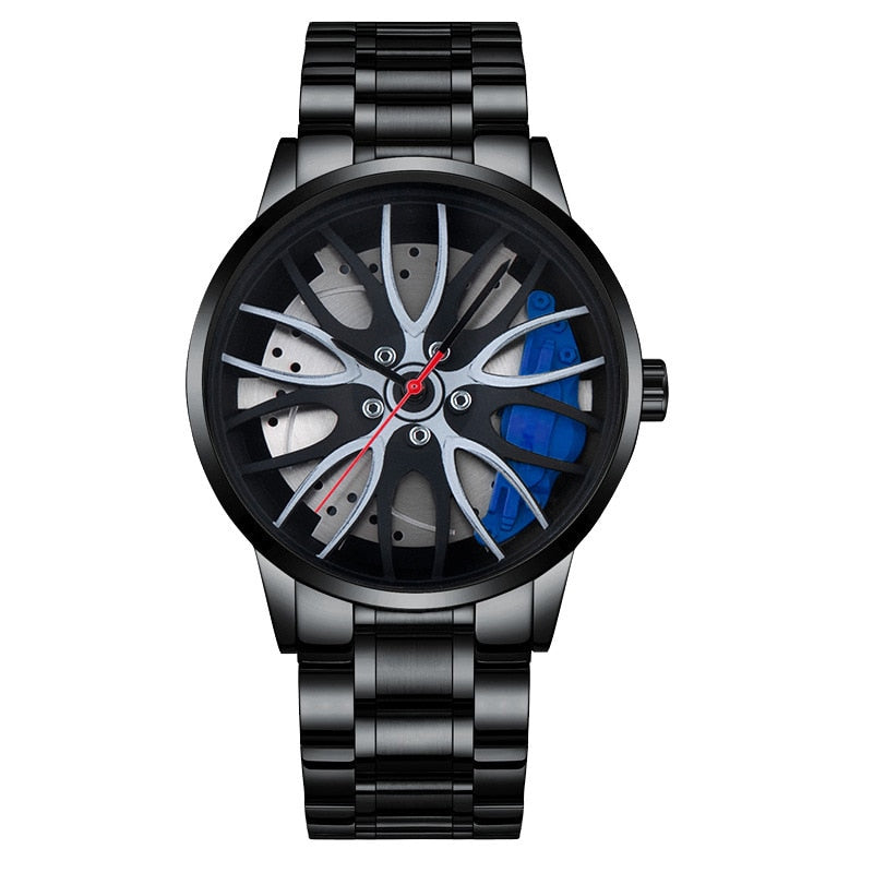 Fashion Car Wheel Rim Hub Leather Belt Watch For Men