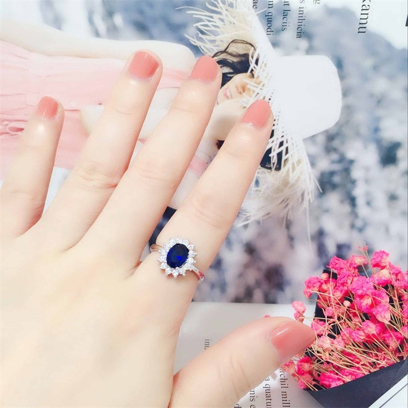 Elegant Female Princess Cut 3.2ct Created Ruby/Sapphire Ring