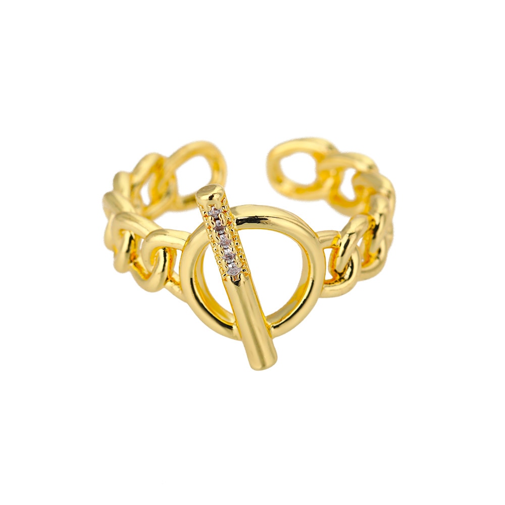 Fashion Star Stainless Steel Zircon Round Irregular Adjustable Ring