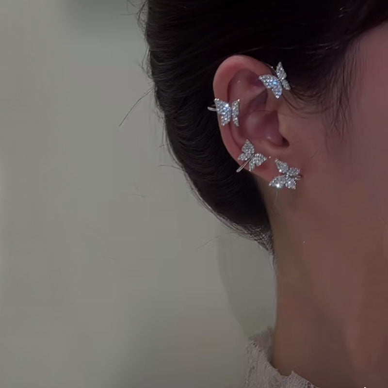 Korean Four-Prong Setting CZ Earing Claw Ear Hook Clip