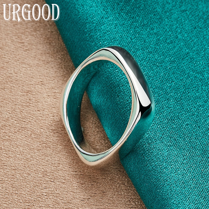 925 Sterling Silver Smooth Square Ring