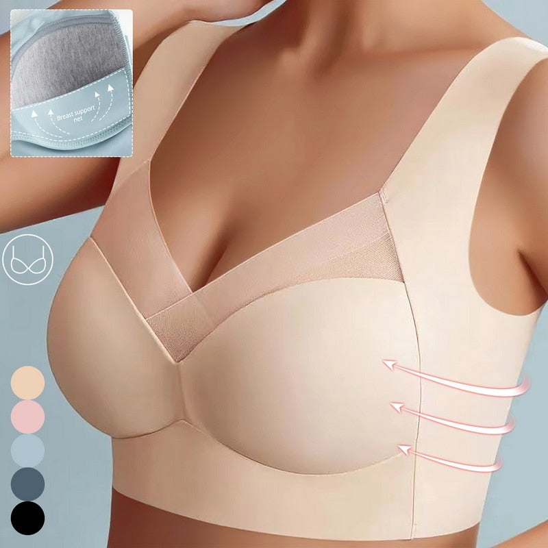 Seamless Bra Underwear for Women Sexy Push Up Anti-Sagging No Steel Ring Thin Beauty Vest Sports Running Shockproof Bra