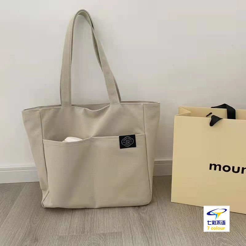 ZHE JIANG Large Capacity Cotton Reusable Canvas Tote Bag