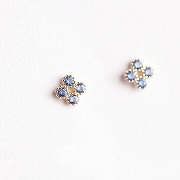 925 Sterling Silver Crystal Four-Pointed Star Earrings