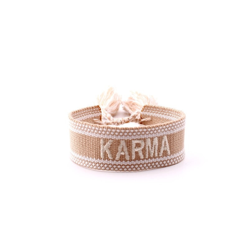Bohemia Embroidery Letters Woven Tassel Bracele