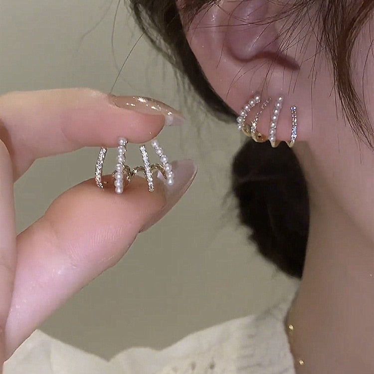 Korean Four-Prong Setting CZ Earing Claw Ear Hook Clip
