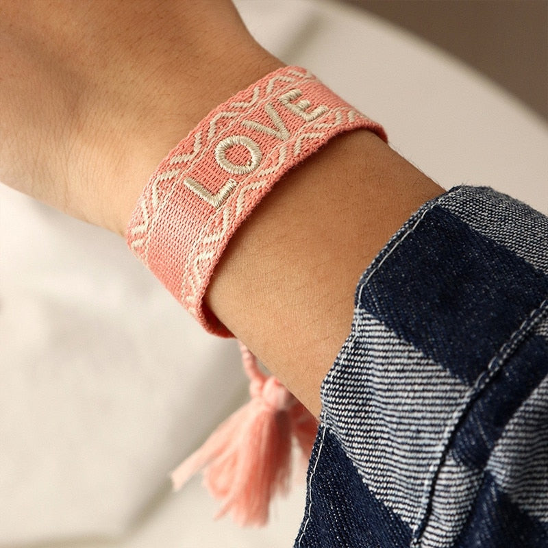Bohemia Embroidery Letters Woven Tassel Bracele
