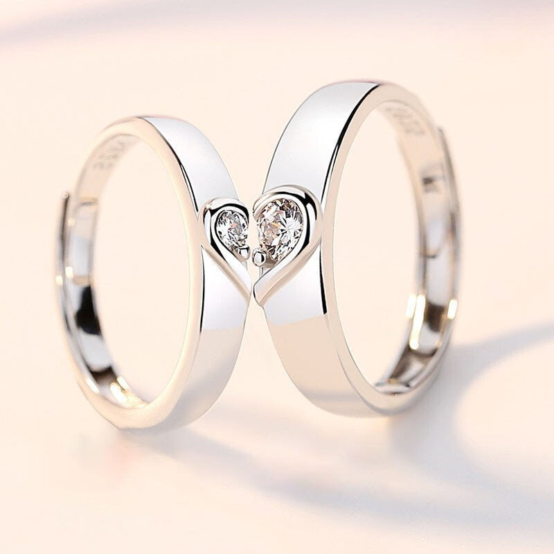 2Pcs/set Black White Romantic Couple Rings