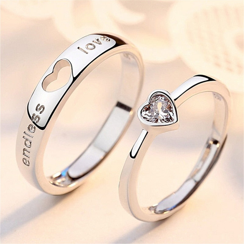 2Pcs/set Black White Romantic Couple Rings