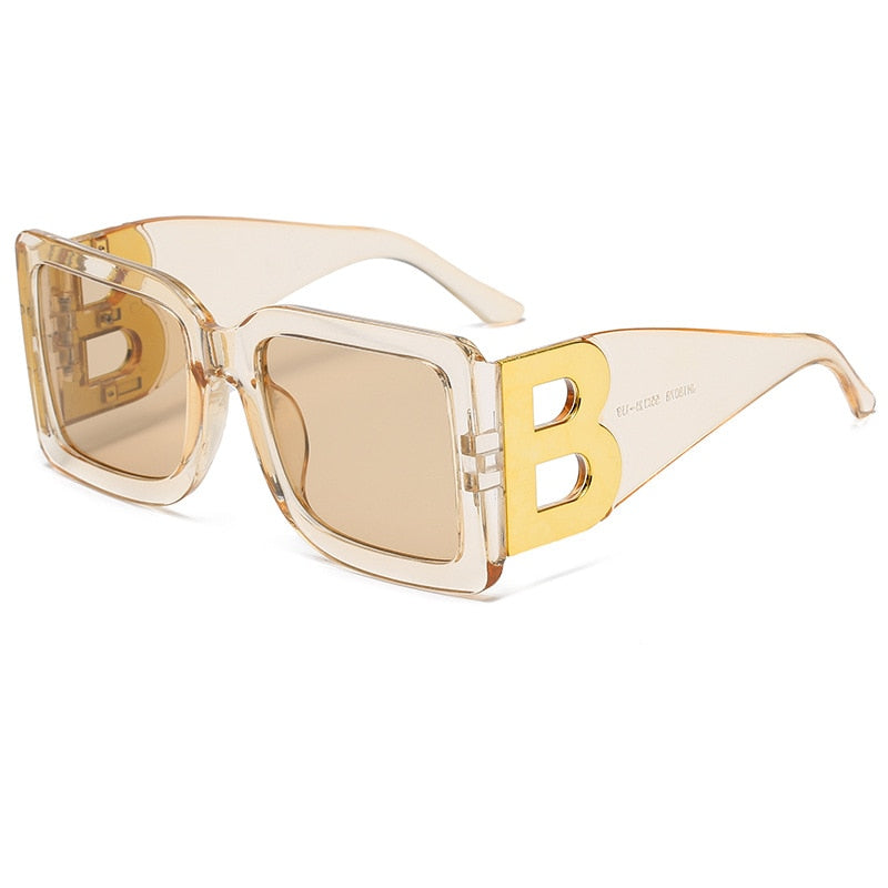 Retro Black Gradient Imwete Oversized Square Sunglasses
