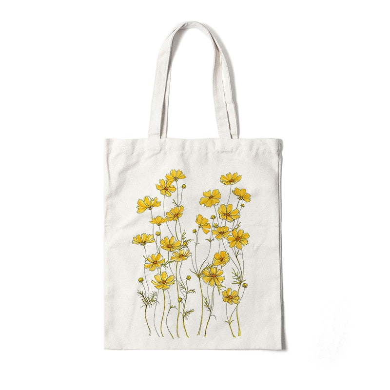 Floral Canvas Reusable Tote Bag