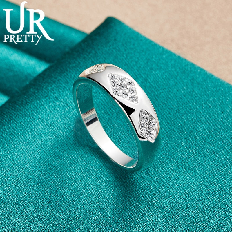 925 Sterling Silver Rhombic AAA Zircon Ring