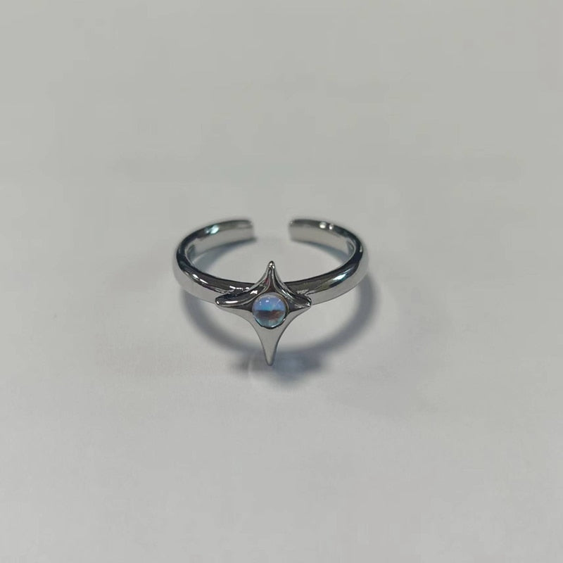 Opal Irregular Natural Stone Ring With White Opal Hollow Ring