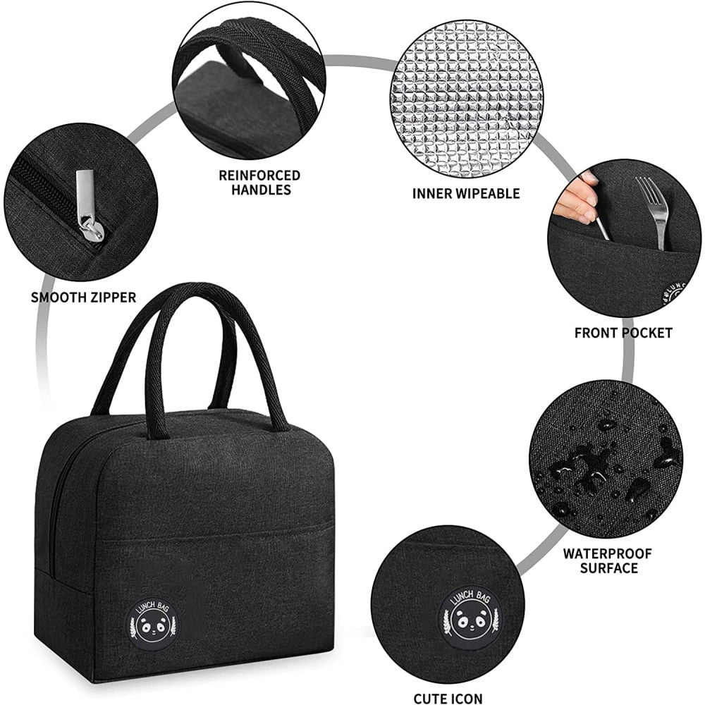 Lunch Bag Cooler Tote Portable Insulated Thermal Canvas Bag Unisex