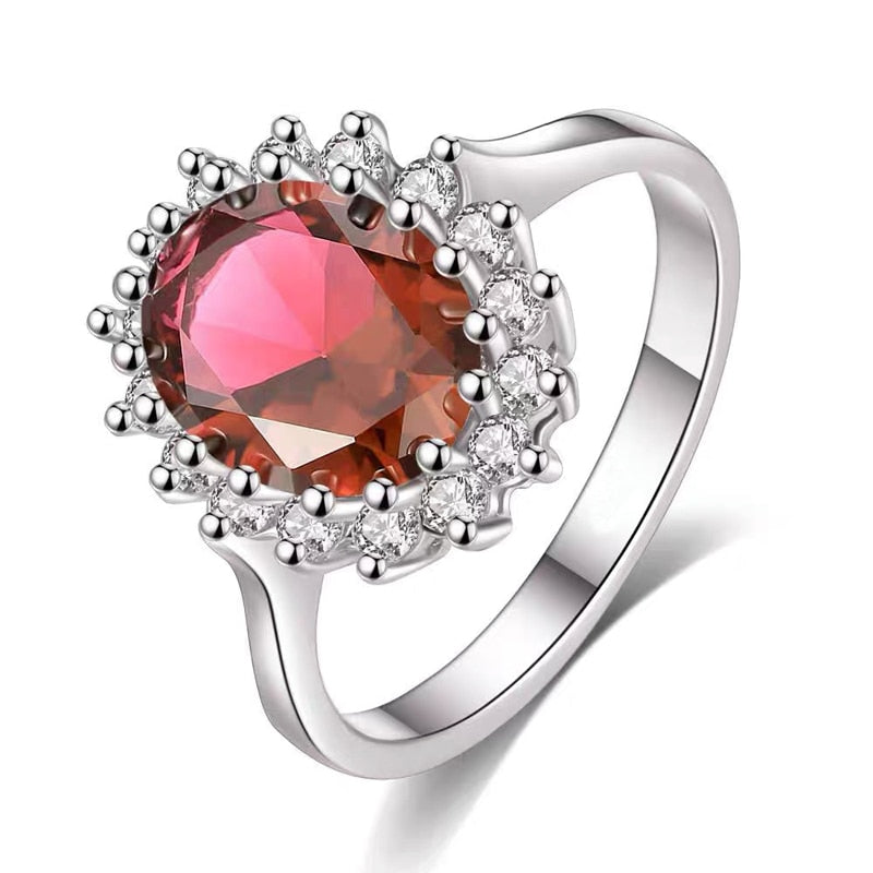Elegant Female Princess Cut 3.2ct Created Ruby/Sapphire Ring