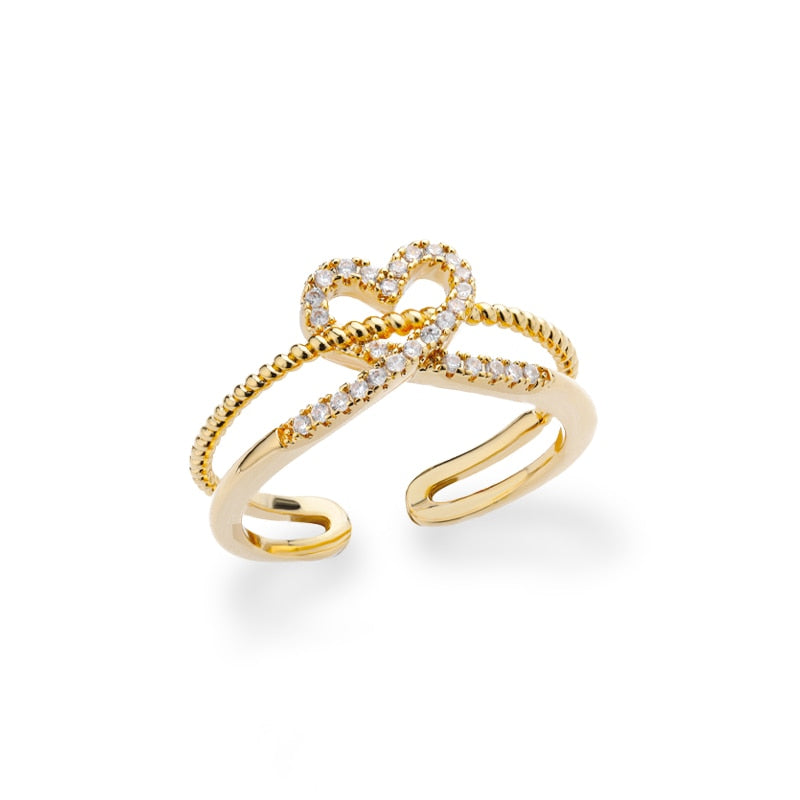 Fashion Star Stainless Steel Zircon Round Irregular Adjustable Ring