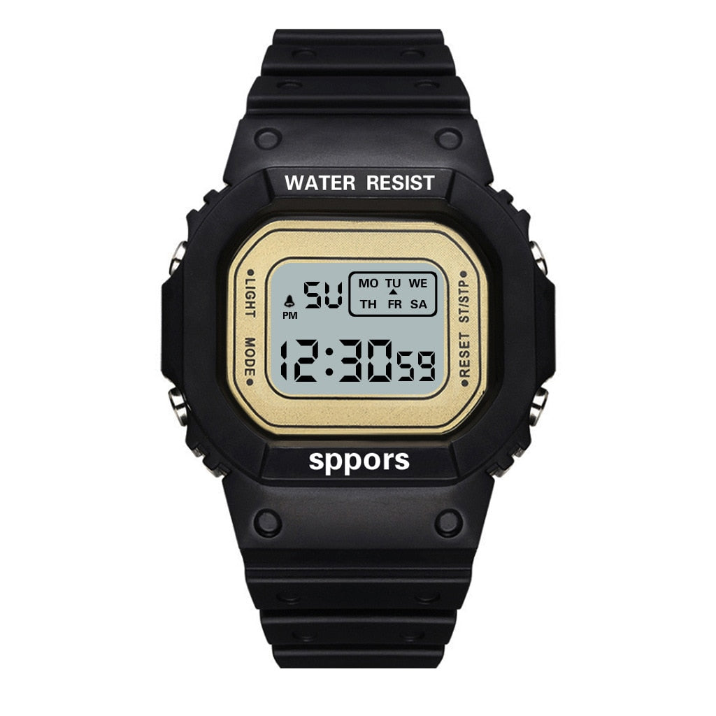 PCV/F91W Steel Strap Watch LED Digital Watch Square Women Watches Vintage Sports Military Watches Electronic Wrist Band Clock