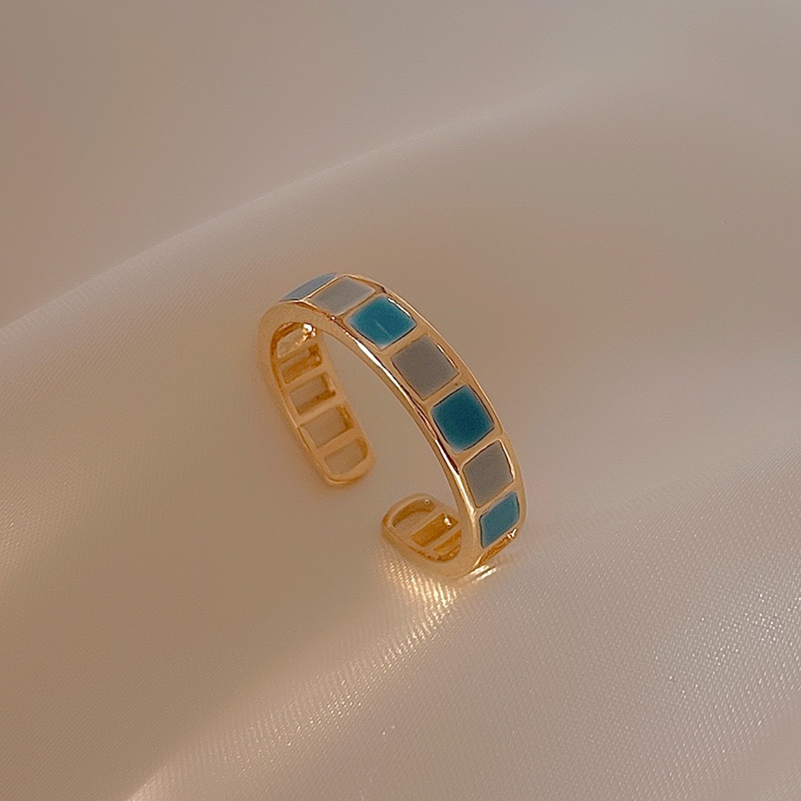 LATS French Retro Drop Glaze Gold Color Open Ring - Jeglowstore