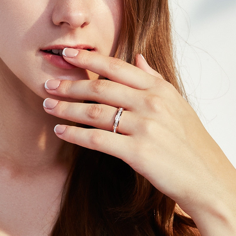 Stainless Steel Stackable CZ Eternity Ring - Jeglowstore