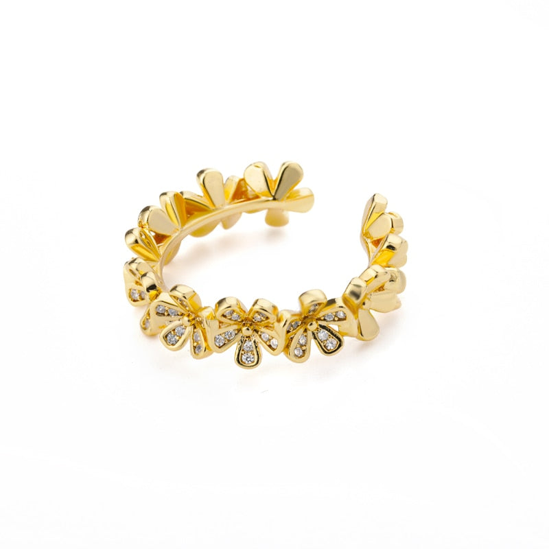 Fashion Star Stainless Steel Zircon Round Irregular Adjustable Ring