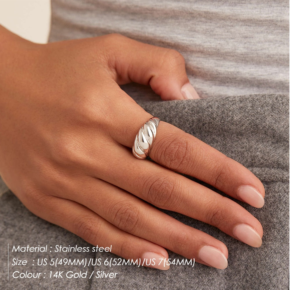 eManco Simple Fashion Style texture Stainless Steel Ring