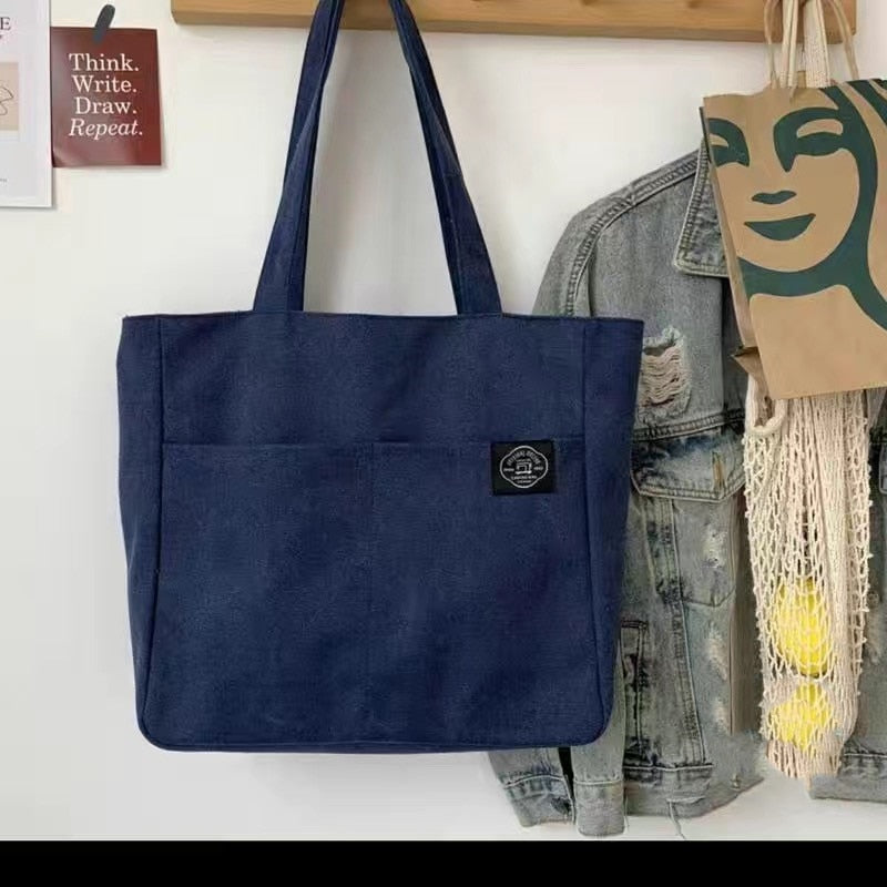 ZHE JIANG Large Capacity Cotton Reusable Canvas Tote Bag