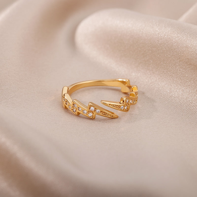 Lightning Stainless Steel Gold Plated Finger Ring
