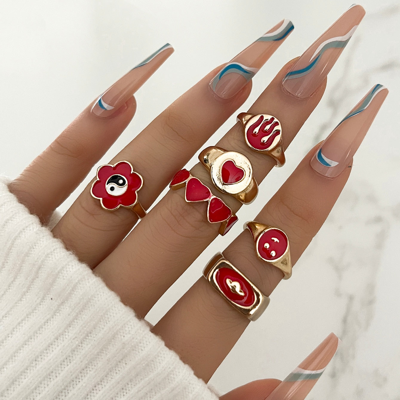 Aprilwell Cute Pink Butterfly Ring Set for Women