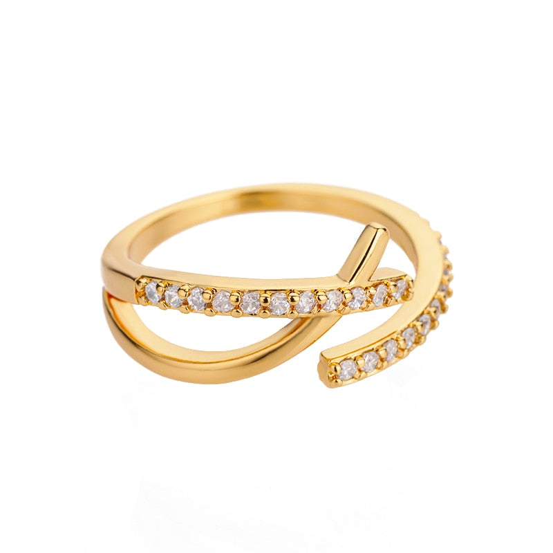 Lightning Stainless Steel Gold Plated Finger Ring