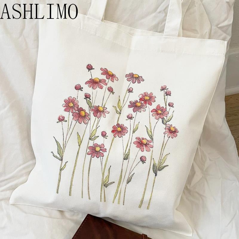 Floral Canvas Reusable Tote Bag