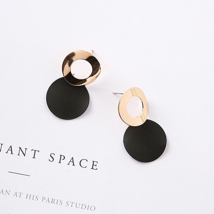 Big Black Flower Hanging Earrings For Women Exaggerated Rock Personality