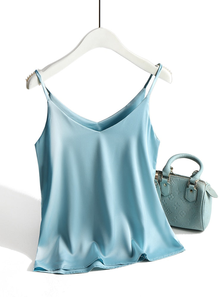 AOSSVIAO Spaghetti Strap Top Women Halter V Neck