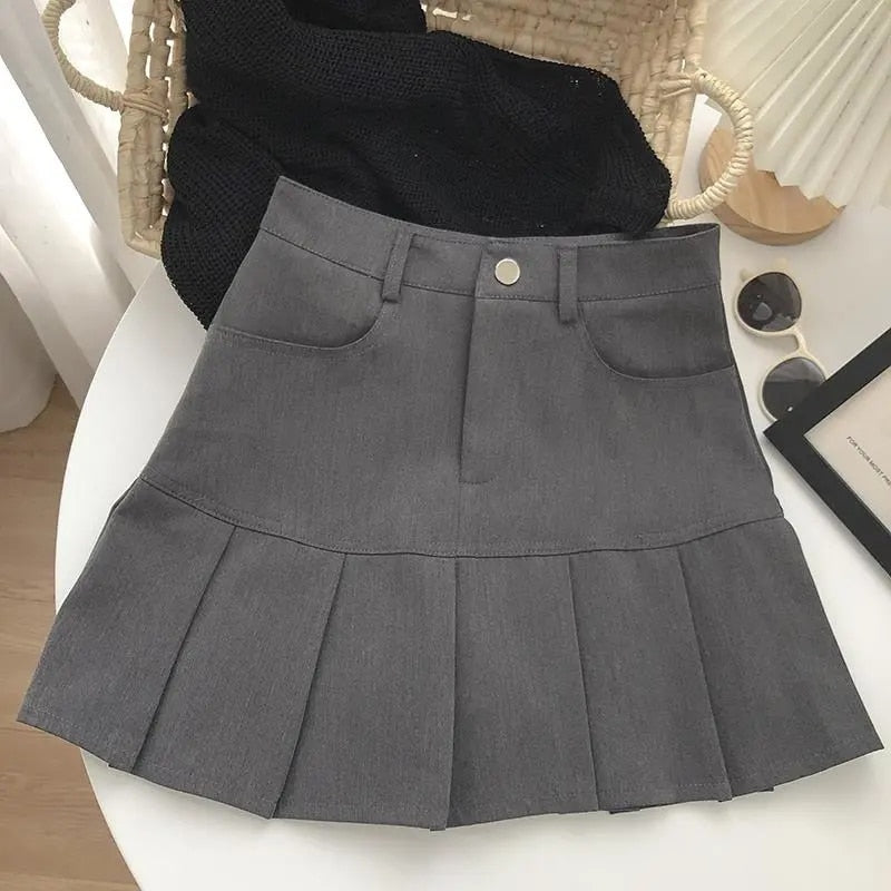 White Pencil Pleated Skirt